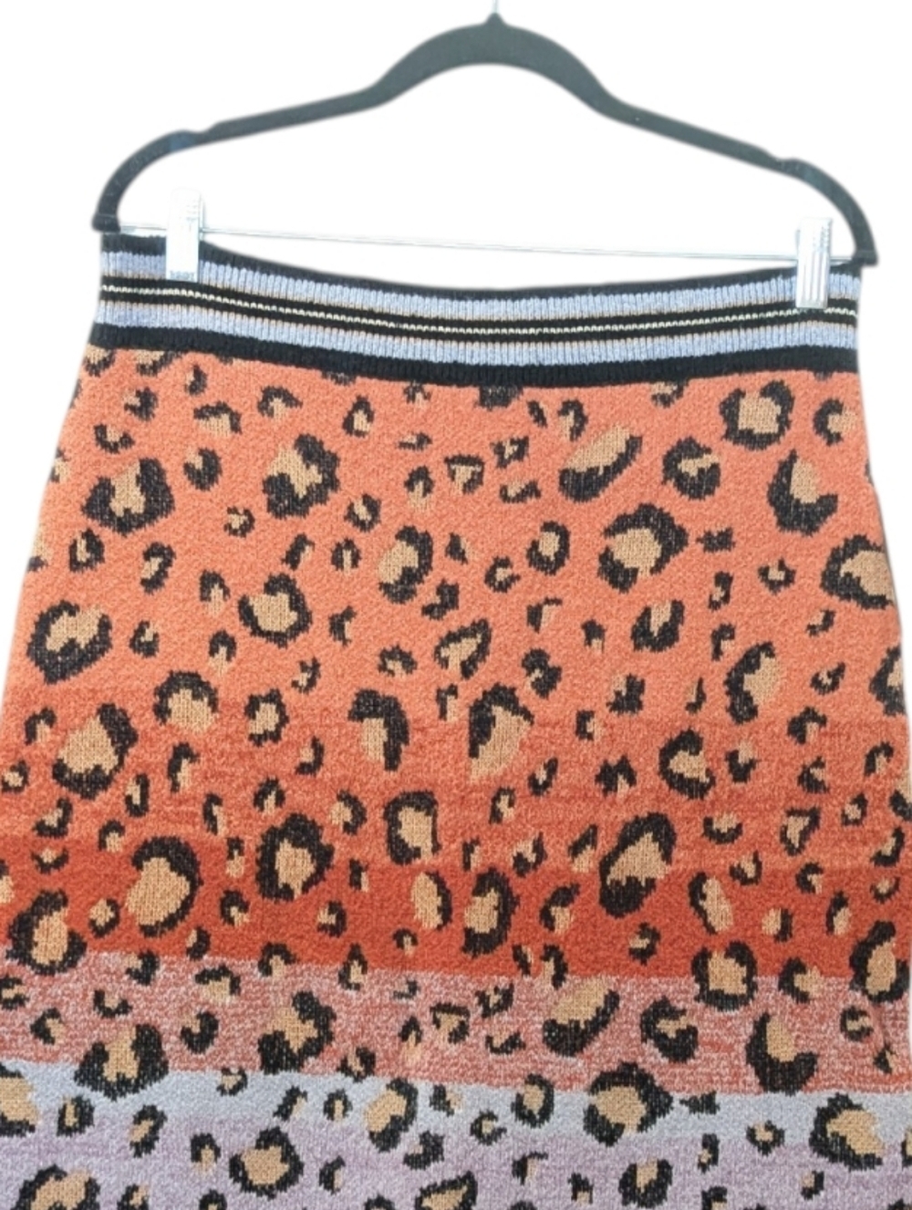NWT Anthropologie Maeve Cheetah Orange, Black, Purple Sweater Knit Skirt Size XL - Picture 4 of 10